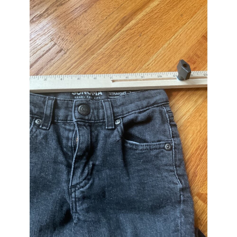 Sonoma Goods For Life Boys Black Denim Jeans Straight 7 Regular Adjustable Waist - Picture 3 of 6